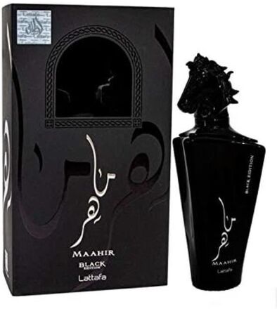 Eau de Parfum MAAHIR BLACK Edition 100ml Unisex Oud Långvarig Doft Med Oriental Touch Bärnsten, Träaktig, Kryddig, Oud, Pulverig