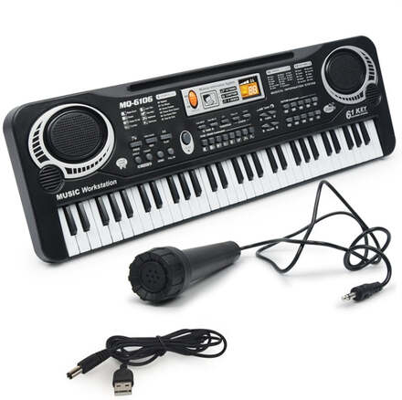 MQ6106 61-tangenters multifunktionell elektronisk orgel barnleksak med mikrofon, specifikationer: USB-laddning