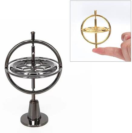 Decompression Toy Zinc Alloy Fingertip Gyroscope med Magnetic Base (Black)