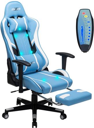 Gaming stol massage kontorsstolar Ergonomisk design med ryggstöd + nackstöd + fotstöd