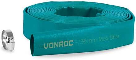 VONROC Platt dräneringsslang för dränkbara pumpar – 10m x 38mm | Universal