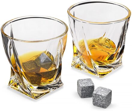 2-pack Twistade Glas inkl. Whiskeystenar