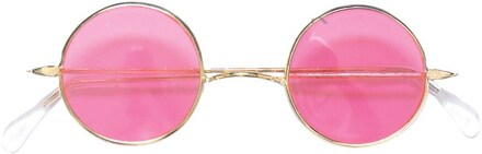 Partyglasögon hippie glasögon rosa runda flower power