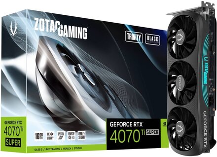 ZOTAC GAMING GeForce RTX 4070 Ti SUPER Trinity - Black Edition - grafikkort - GeForce RTX 4070 Ti Super - 16 GB GDDR6X - PCIe 4.0 x16 - HDMI, 3 x Dis