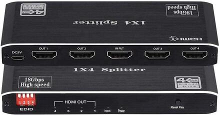 NÖRDIC Splitter 1 till 4 HDMI 2.0 4K60Hz Ultra HD 3D HDR 18Gbps HDCP 2.2