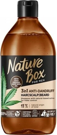 Nature Box NATURE BOX_For Men 3in1 Anti-Dandruff Hair, Scalp, Beard shampoo with avocado oil Hemp 385ml