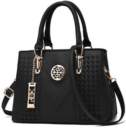 Embroidery Messenger Bags Women Leather Handbags Bags for Women Hand Bag(Black)