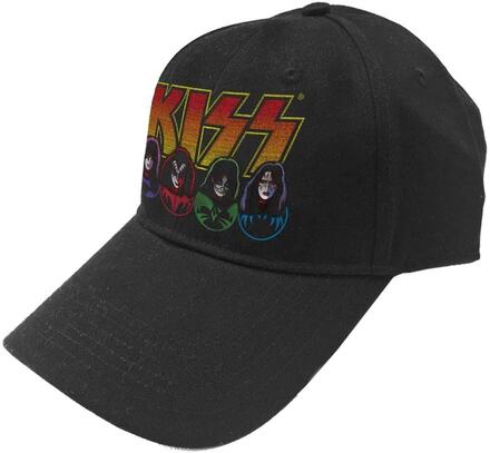 KISS Baseball Cap Logo Faces and Icons Band Logo Official Black Strapback One Size