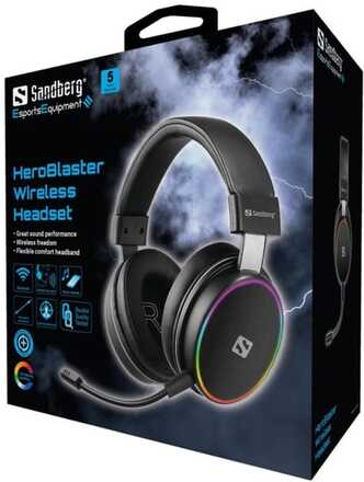Sandberg HeroBlaster - Headset - fullstorlek - Bluetooth - trådlös - 3,5 mm kontakt