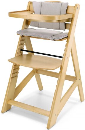 Moby-System Woody barnstol, höjdjusterbar, matstol i trä, sits med dyna, 3-punkts säkerhetsbälte, massivt trä,...