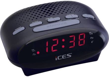 ICES ICR-210 Klockradio FM Svart