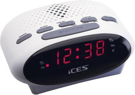 ICES ICR-210 Klockradio FM Vit