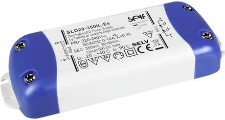 Self Electronics SLD20-350IL-ES LED driver Konstantström 18.9 W 350 mA 30 - 54 V/DC dimbar, Montering på brandfarliga y