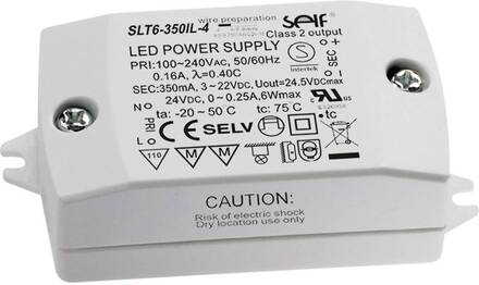 Self Electronics SLT6-500IL-4 LED driver Konstantström 6 W 500 mA 3 - 12 V/DC Montering på brandfarliga ytor, PFC-krets