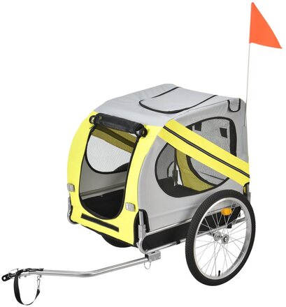 Cykelvagn för hundar 138x71x90cm stålram gul grå svart vattenavvisande max.26kg [pro.tec]