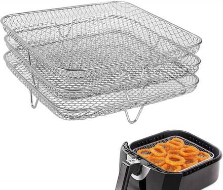 Air Fryer Accessories Three-Layer Steam Rack Stackable Dehydration Rack(Square)