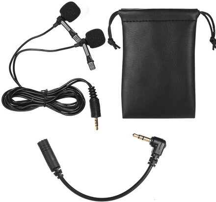 Lavalier Lapel med dubbla huvud Mikrofon Mic 3.5mm Audio Plug