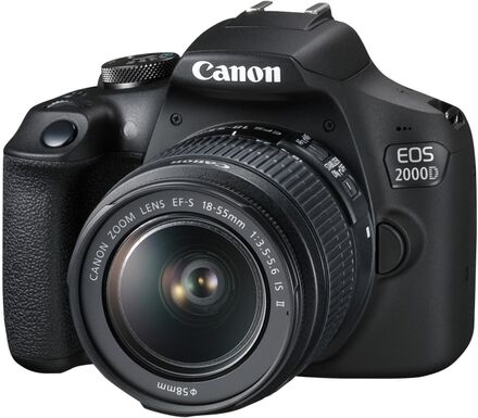 Canon EOS 2000D + EF-S 18-55mm f/3.5-5.6 III SLR-kamerauppsättning 24,1 MP CMOS 6000 x 4000 pixlar Svart