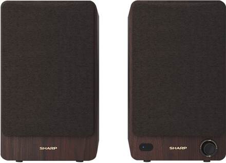 Sharp CP-SS30 - Högtalare - 2.0-kanals - bokhylla - trådlös - Bluetooth - USB - 60 Watt (Total) - brun