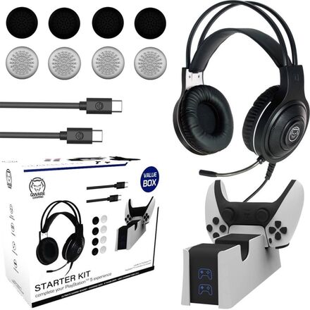 Qware PS5 Gaming Bundle - Kit med headset & laddstation