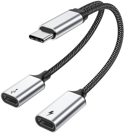USB-C hane till dubbel USB-C hona splitter kabel snabbladdning