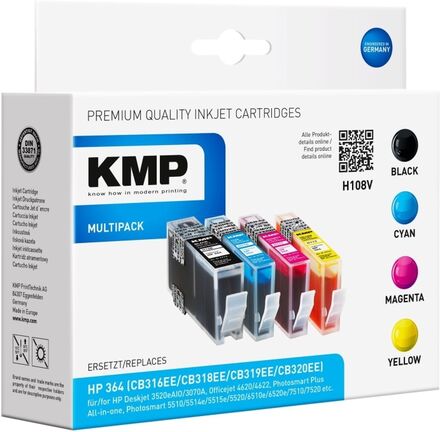 KMP MULTIPACK H108V - 4-pack - svart, gul, cyan, magenta - kompatibel - bläckpatron (alternativ för: HP 364, HP CB316EE, HP CB318EE, HP CB319EE, HP C