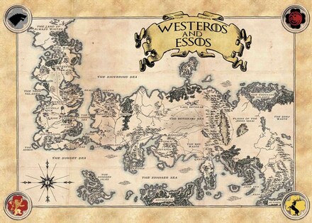 A3 Print - Game Of Thrones - Map of Essos and Westeros