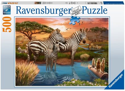 Zebras In Sunset Pussel 500 bitar Ravensburger