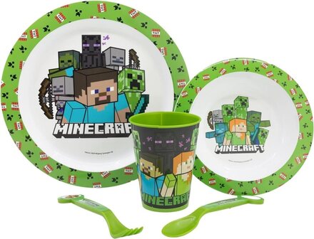 5-Pack Minecraft Dinnerware Set Med Tallrik Glas Skål Och Bestick.