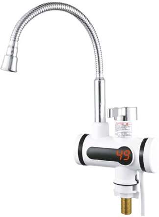 Kitchen Hot and Cold Dual-use Instant Faucets EU Plug, Style: Round Screen Type