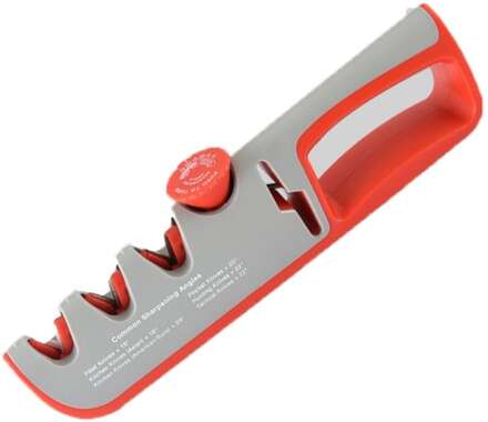 4- In-1 Adjustable Manual Knife Sharpener Multifunctional Knife Sharpener(Gray Red)