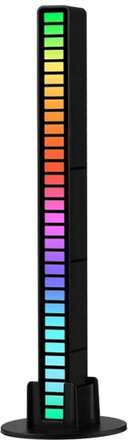 RGB Sound-controlled Rhythmic Response Lights Music Ambient LED Pick-up Lights Charging(16 Lights Black)