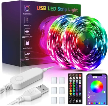 LED-remsljus med RGB-färgväxling, Bluetooth-appkontroll för TV, rum IP65