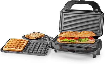 Multi Grill | Grill / Sandwich / Waffle | 900 W | 28 x 15 cm | Automatisk temperaturkontroll | Plast / Rostfritt stål