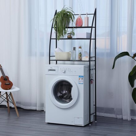 Herzberg HG-03305: 3-vånings tvättmaskin och badrumsförvaring Hylla Vit