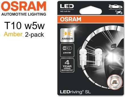 Osram t10 w5w gul - orange 2-pack led W2.1x9.5d amber