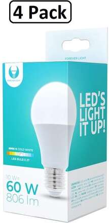 4-Pack LED-lampa E27 10W 806lm (6000K) 230V