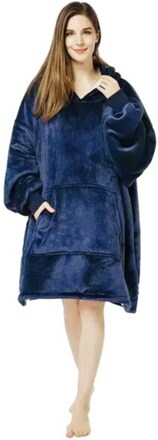 Hoodie Blanket – Oversize Luvtröja Filt Snuggie Mörkblå