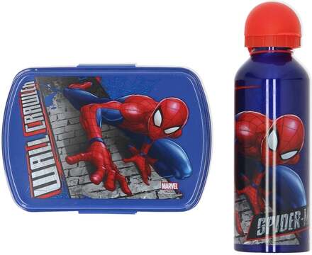 Spiderman matlåda och vattenflaska i presentkartong