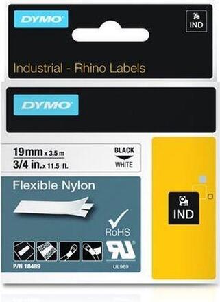 DYMO IND - nylon - självhäftande - svart på vitt - rulle (1,9 cm x 4 m) 1 rulle(r) flexibel etiketttejp - för Rhino 4200, 4200 Kit, 5200, 5200 Hard Ca