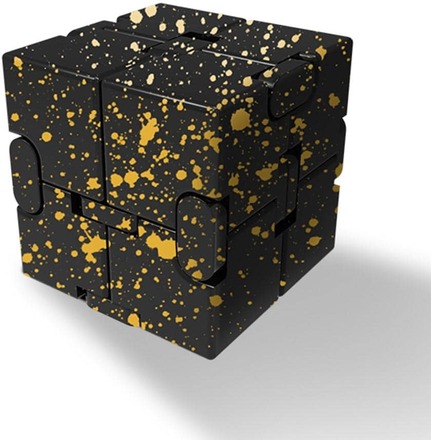 Fidget Toy Avslappning Infinite Cube Metall Flip Kub Svart-Gul