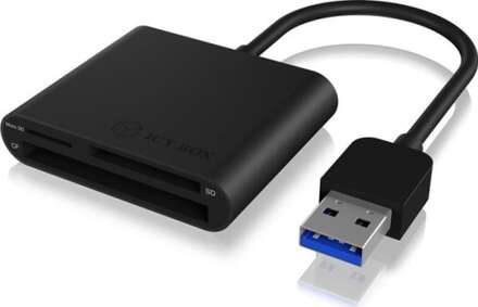 ICY BOX IB-CR301-U3, Compact flash (CF), MicroSD (TransFlash), SD, SDHC, SDXC, Sort, 5000 Mbit/s, USB 3.2 Gen 1 (3.1 Gen 1)