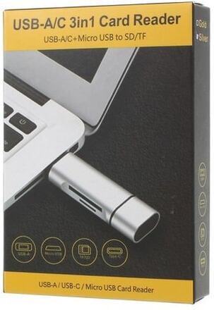 SD / Micro SD-kortläsare USB-C, Micro USB och USB-A för MacBook, iPad pro, Windows, Samsung Galaxy, etc.