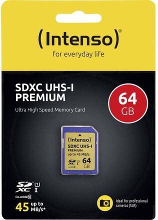 Intenso Premium SDXC-Kort 64 GB Class 10, UHS-I