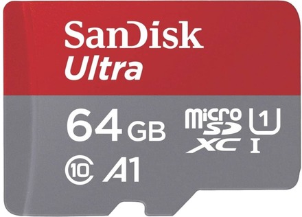 SanDisk microSDXC Ultra 64GB (A1/UHS-I/Cl.10/140MB/s) + Adapter Mobile microSDXC-Kort 64 GB A1 Application Performance