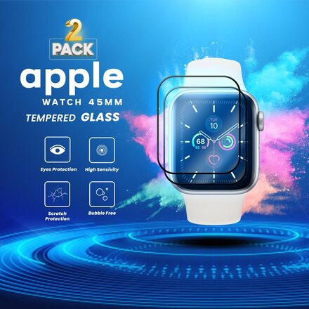 2-Pack Apple Watch 45mm - Härdat glas 9H - Super kvalitet 3D Skärmskydd