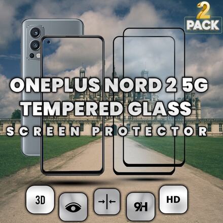 2 Pack OnePlus Nord 2 5G - Härdat glas 9H - Super kvalitet 3D