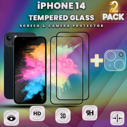 2 Pack iPhone 14 - skärmskydd & linsskydd - härdat glas 9H