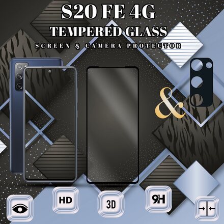 1-Pack Samsung S20 FE (4G) Skärmskydd & 1-Pack linsskydd - Härdat Glas 9H - Super kvalitet 3D