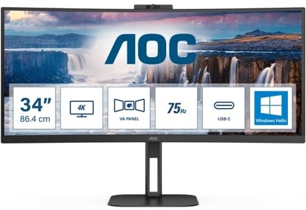 AOC V5 CU34V5CW 86,4 cm (34") 3440 x 1440 pixlar Wide Quad HD LED Svart